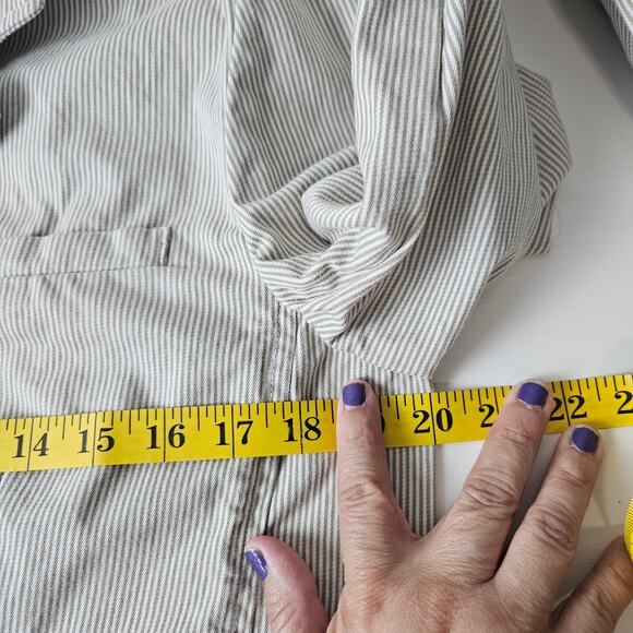 Talbots Blazer Women 8 Beige White Seersucker Stretch Cotton Jacket Button Front - Picture 7 of 9